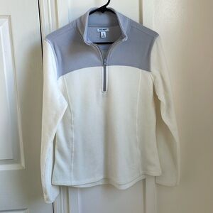 Fleece pullover cream colored with light gray top. Size medium. Old Navy brand.
